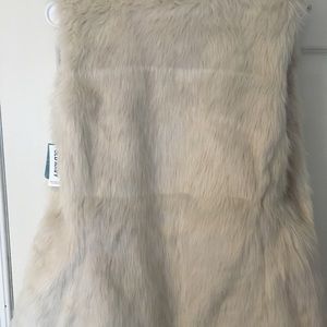 Old Navy Ivory Fur Vest